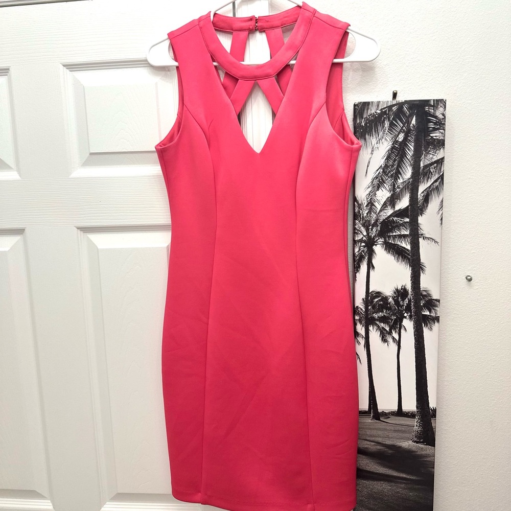 Guess Pink Halter Midi Cocktail Dress